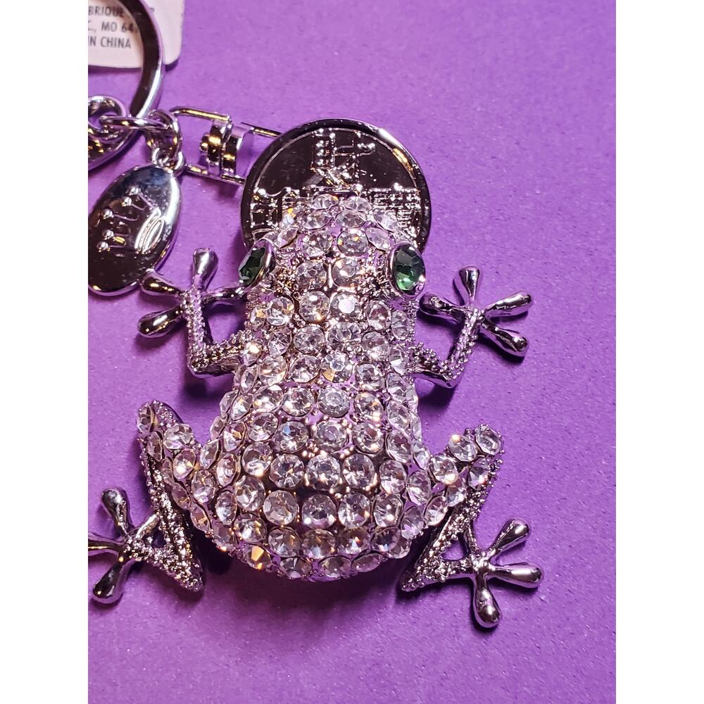 Frog with Coin Metal Key Chain - Silver - Picture 3 of 7
